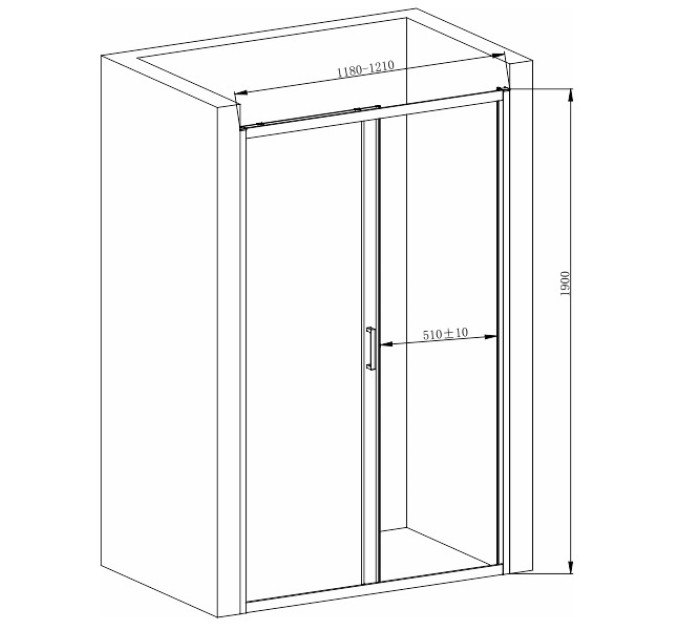 113-09328 ELBE 120x190см Двері для монтажу в нішу розсувні, хромований профіль, скло прозоре, 5мм.
