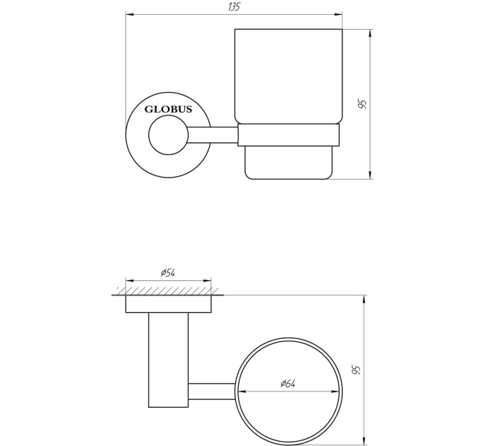 Стакан одинарний Globus Lux SS 8409  SUS304