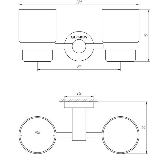 Стакан подвійний Globus Lux SS 8428  SUS304