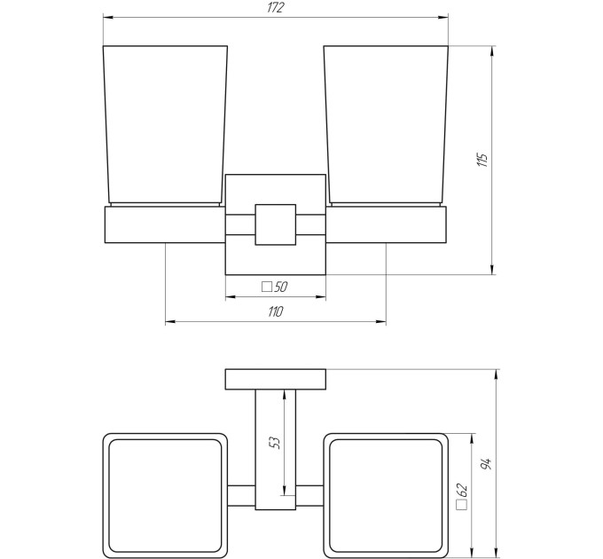 Стакан подвійний Globus Lux SQ 9428 SUS304