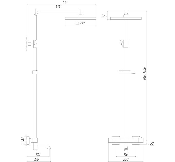 Душова система Globus Lux Termostatic Q VAN-GLQ-0041T