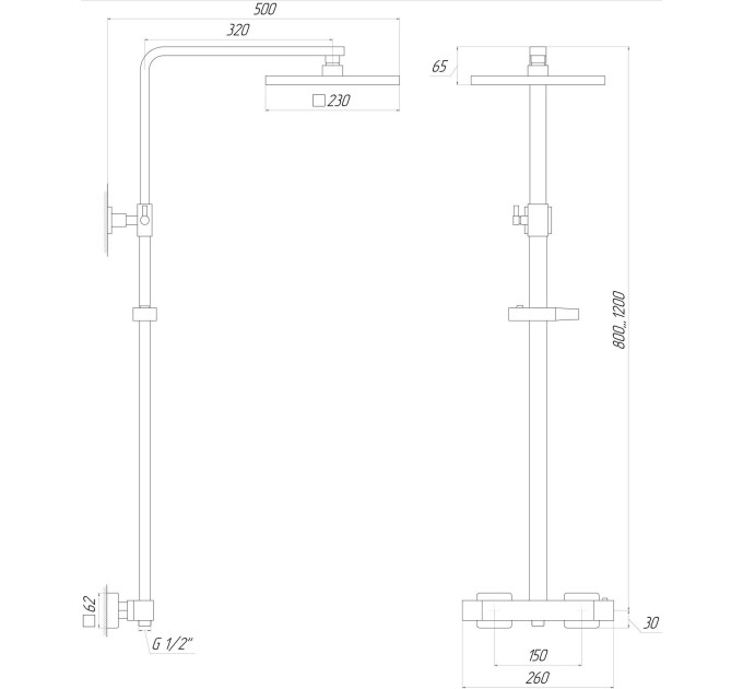 Душова система Globus Lux Termostatic  GLQ-0040T