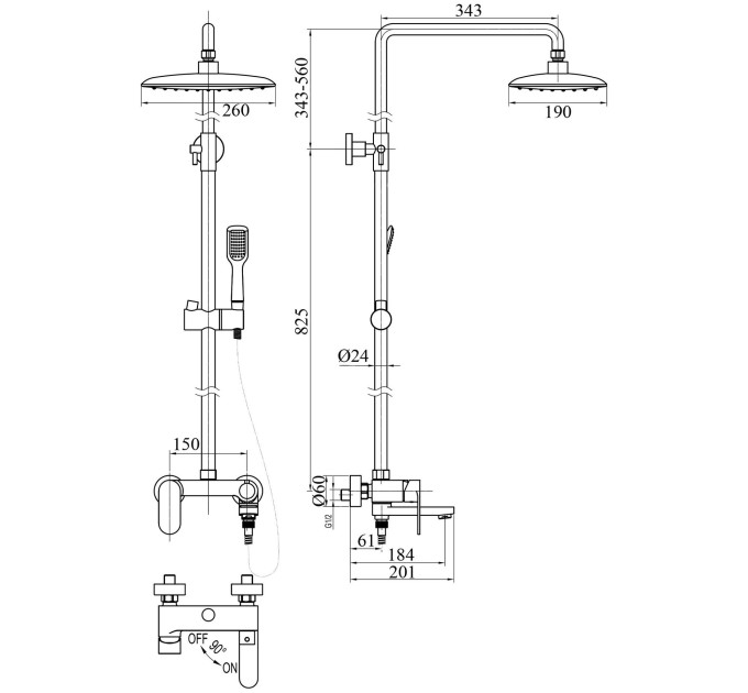 Душова система TOPAZ BARTS-TB 07102-H36-S