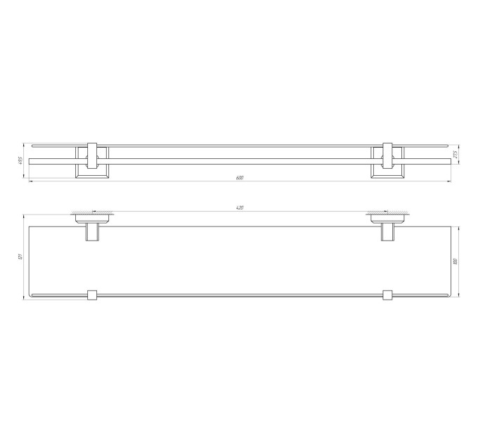 Полиця TOPAZ TKB 9927 скло с бортиком