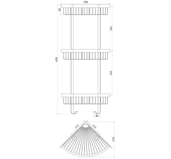 Поличка кутова TOPAZ 4115-3