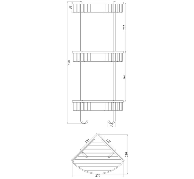 Поличка потрійна кутова TOPAZ 4134