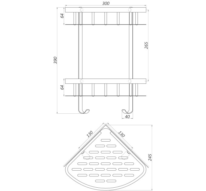 Полка подвійна кутова TOPAZ TKB-9902-BL