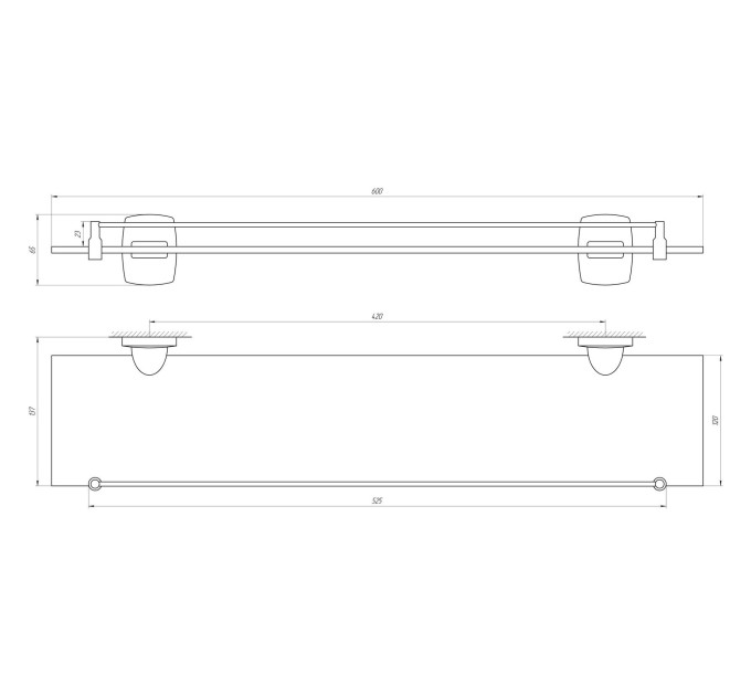 Полиця скляна Perfect Sanitary Appliances RM 1702