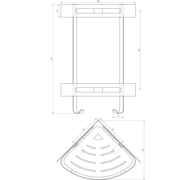 Полка подвійна кутова Globus Lux SQ9422