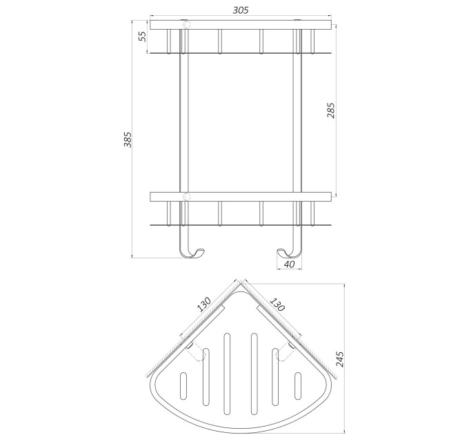 Полка подвійна кутова Globus Lux BS8422