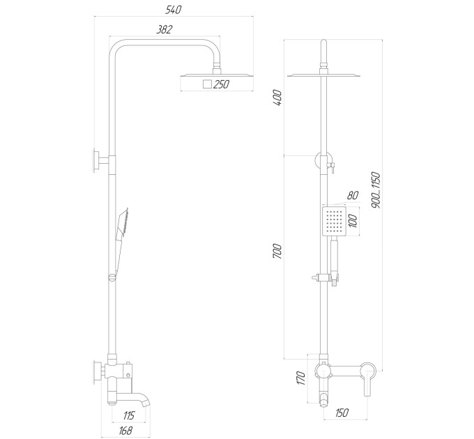 Душова система Globus Lux ALPEN SBT1-SQ-02-304