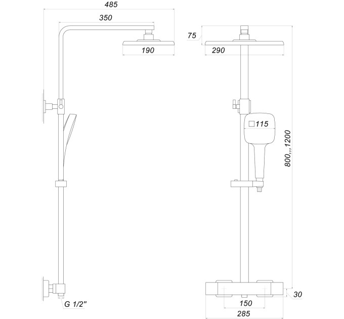 Душова система Globus Lux Termostatic  GLQ-0040T-BB