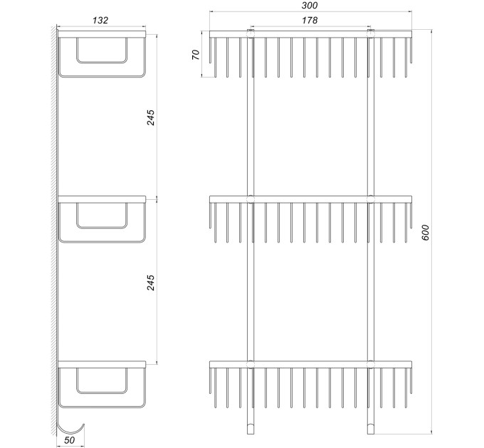 Полиця потрійна Globus Lux SQ9477