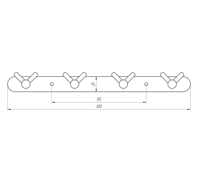 Планка з гачками Globus Lux BS8435-4 чорна матова SUS304