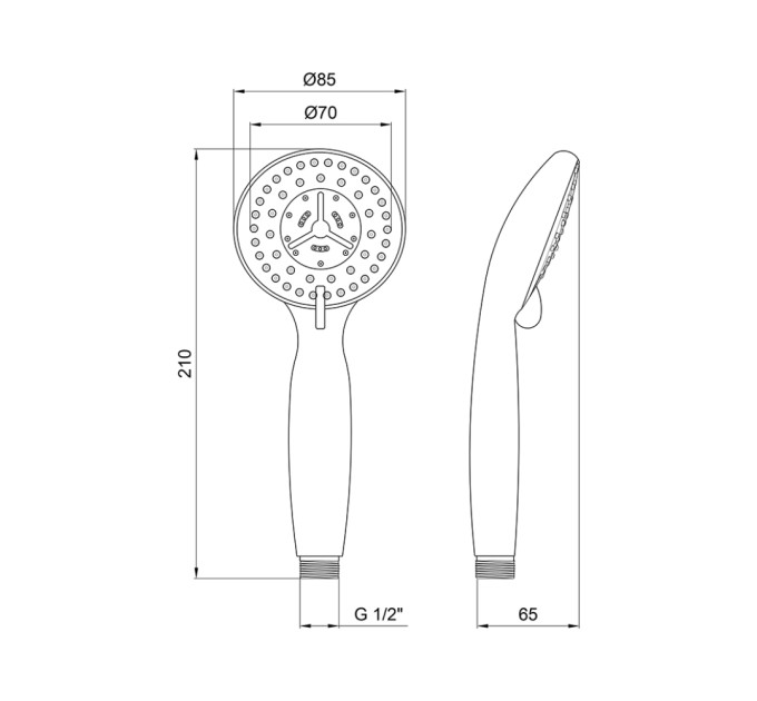 Лійка для ручного душу Лейки Lidz Niagara 04 85 мм округла LDNIA04CRM22033 Chrome