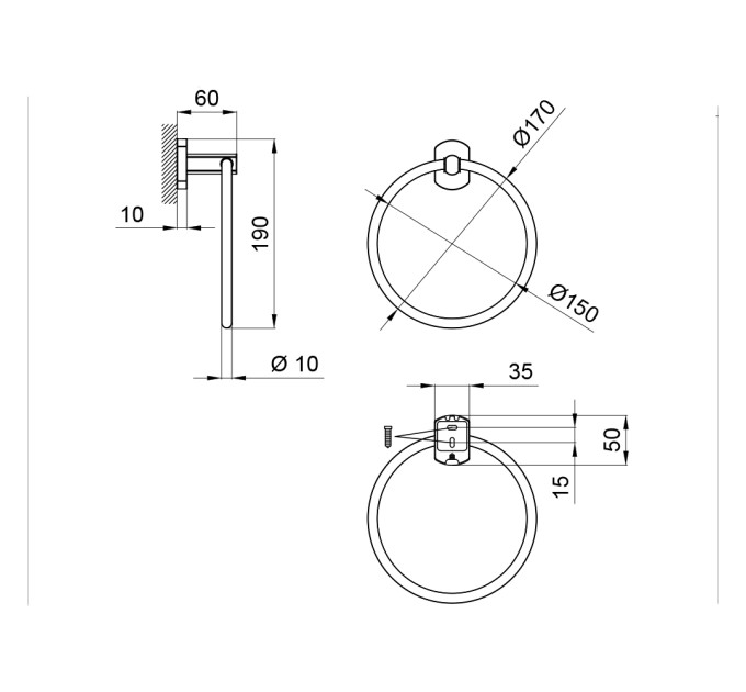 Тримач для рушника Qtap Liberty D 160 мм QTLIBCRM1160 Chrome