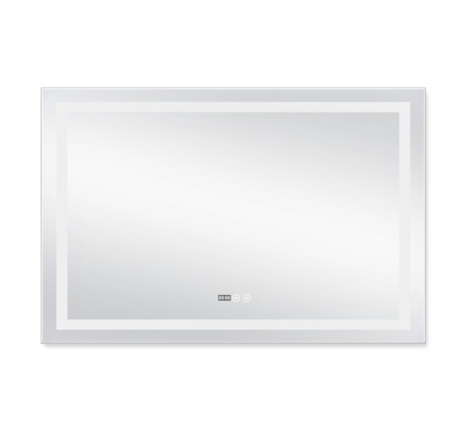 Дзеркало Qtap Mideya (DC-F613) 1200х800 з LED-підсвічуванням Touch, з антизапотіванням, з годинником, димером, рег. яскравості QT2078F613W