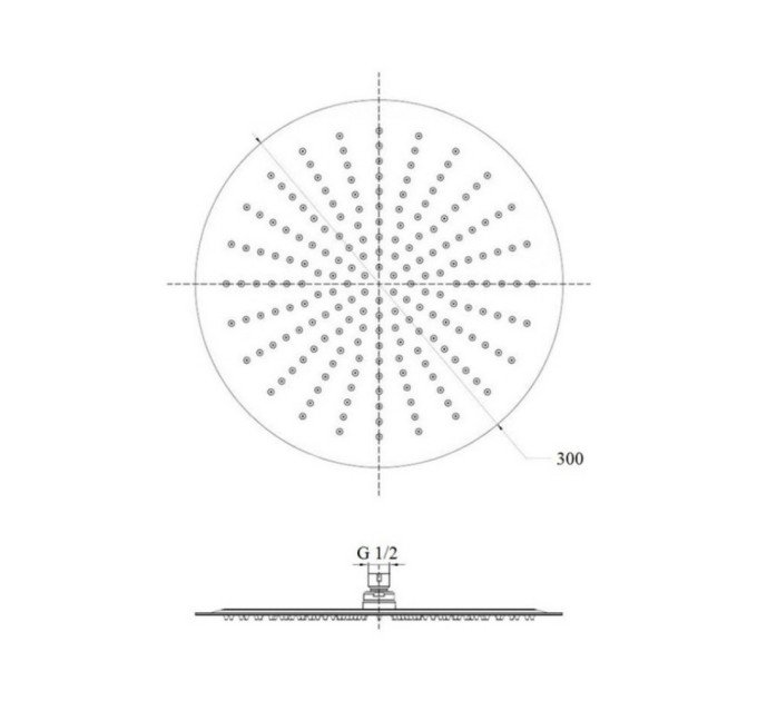 Лійка для верхнього душу Лейки Lidz Лейка 130 300 мм округла LDNIA130NKS32451 Nickel