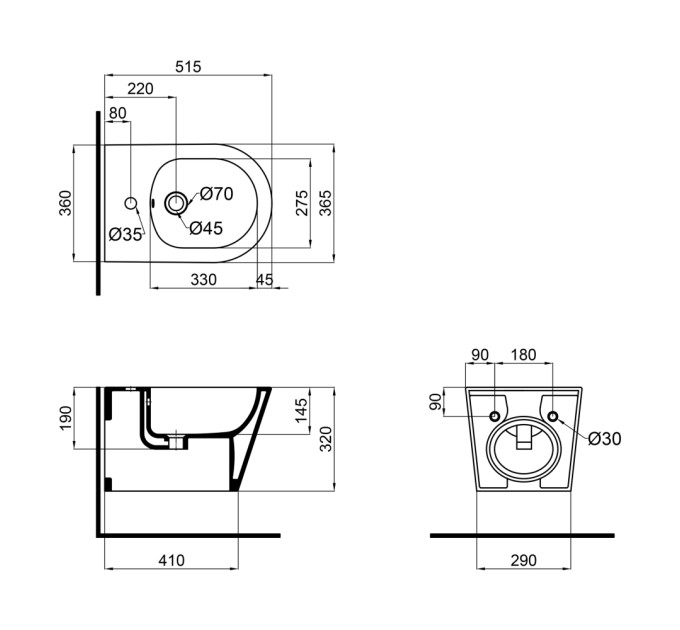 Біде підвісне Qtap Swan 520х360х320 White QT16555378W