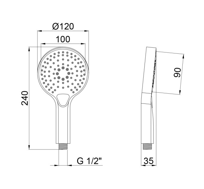 Лійка для ручного душу Qtap Rucni 120 мм округла QTRUCA120O3KBB Black Matt