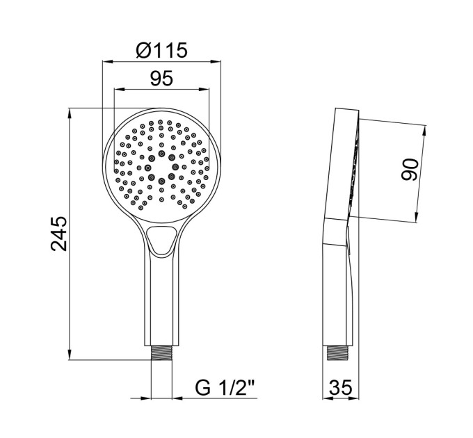 Лійка для ручного душу Qtap Rucni 120 мм округла QTRUCA115O3KCW Chrome