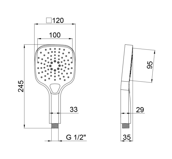 Лійка для ручного душу Qtap Rucni 120 мм округла QTRUCA121N3KCW Chrome