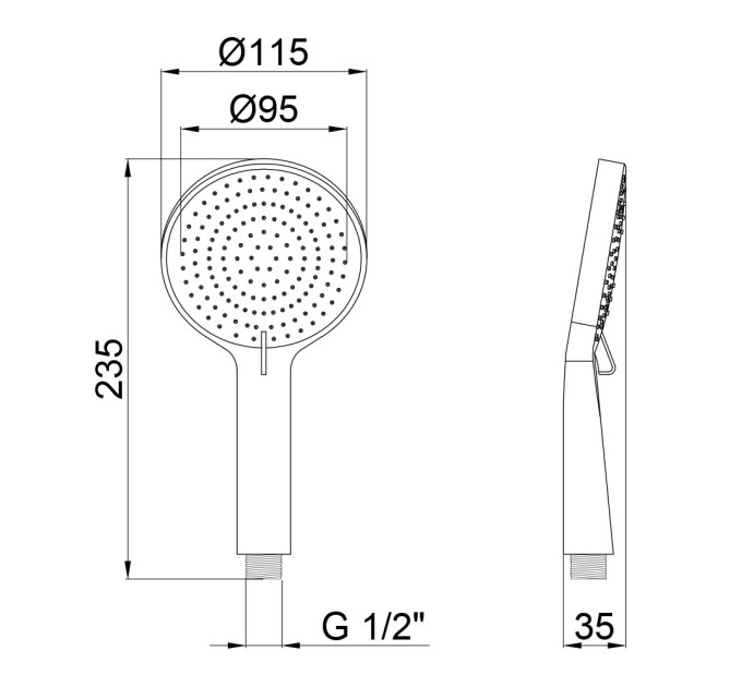 Лійка для ручного душу Qtap Rucni 115 мм округла QTRUCA116O3PCW Chrome