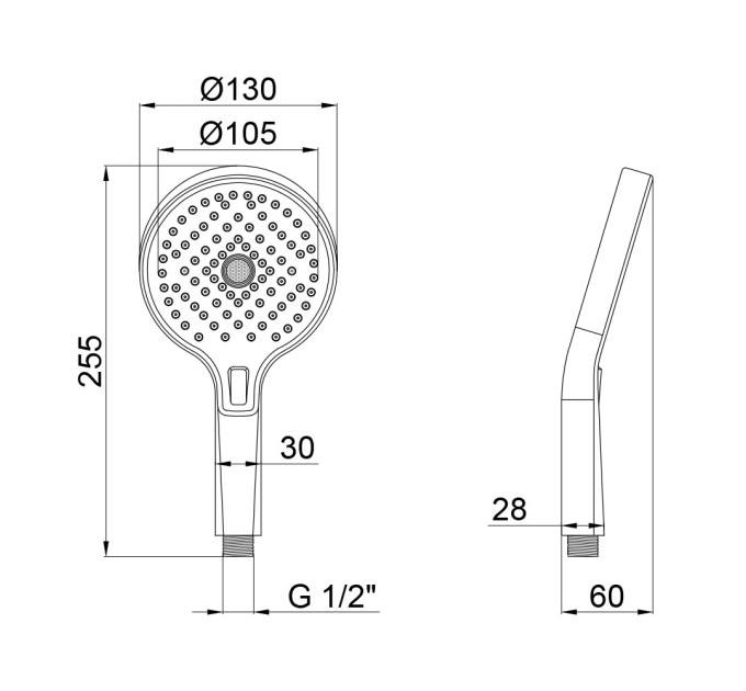 Лійка для ручного душу Qtap Rucni 130 мм округла QTRUCA133O3KCW Chrome