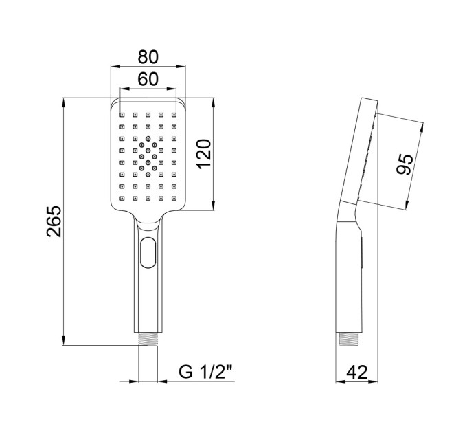 Лійка для ручного душу Qtap Rucni 120х80 мм прямокутна QTRUCA121N3KCC Chrome