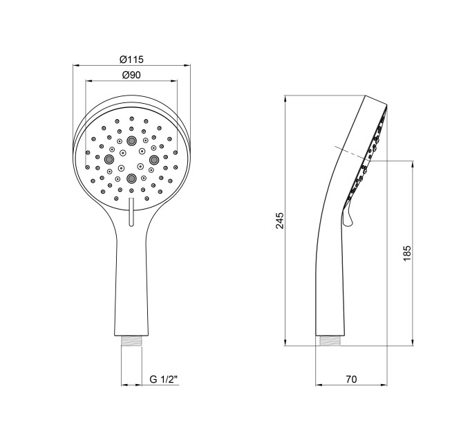 Лійка для ручного душу Qtap Rucni 115 мм округла QTRUCA115O3PCW Chrome/White