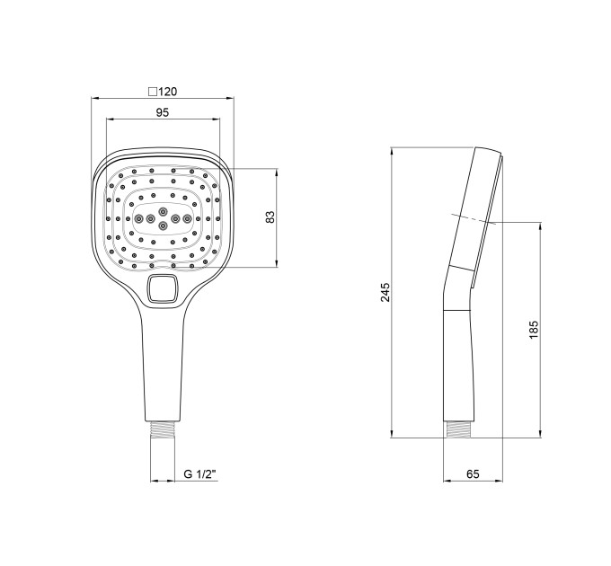 Лійка для ручного душу Qtap Rucni 120х120 мм прямокутна QTHLA120N3KCW Chrome/White