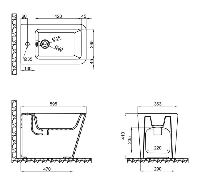 Біде підлогове Qtap Tern 560х360х400 White QT1744003CW