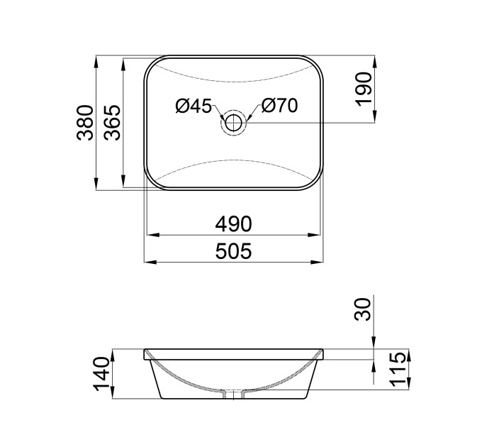 Раковина Qtap Scorpio 500х380х145 White з донним клапаном QT1411K490W