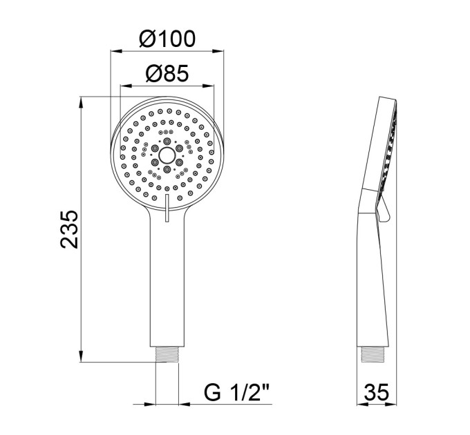 Лійка для ручного душу Qtap Rucni 100 мм округла QTRUCA100O5PCW Chrome