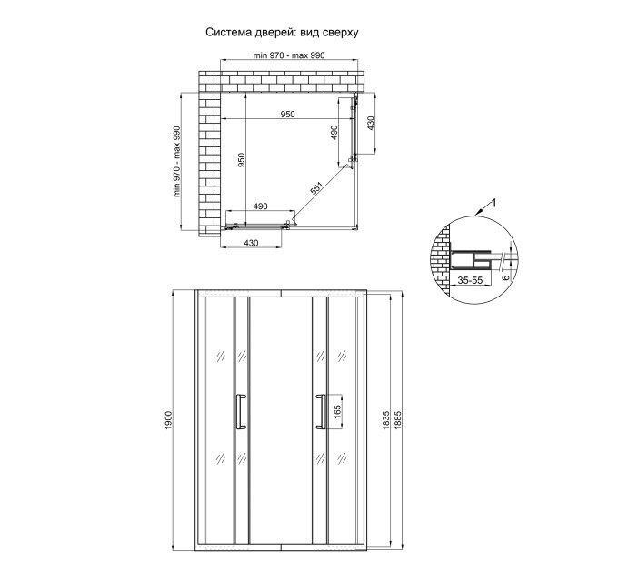 Душова кабіна Qtap Taurus CRM1011SC6 100x100 см, скло Clear 6 мм, покриття CalcLess без піддона