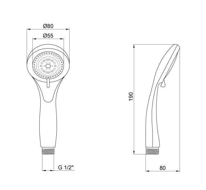 Лійка для ручного душу Лейки Lidz Niagara 24 80 мм округла LDNIA24CRM39332 Chrome