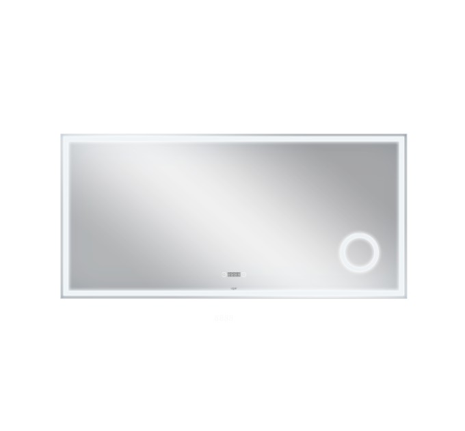 Дзеркало Qtap Stork 1400х700 з LED-підсвічуванням Touch, лінза, цифровий годинник, димер, рег. яскравості QT1578142270140W
