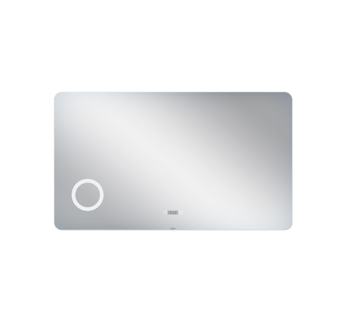 Дзеркало Qtap Scorpio 1200х700 з LED-підсвічуванням Touch, лінза, цифровий годинник, димер, рег. яскравості QT14781004W