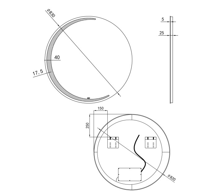 Дзеркало Qtap Robin R830 з LED-підсвічуванням, QT13782601W