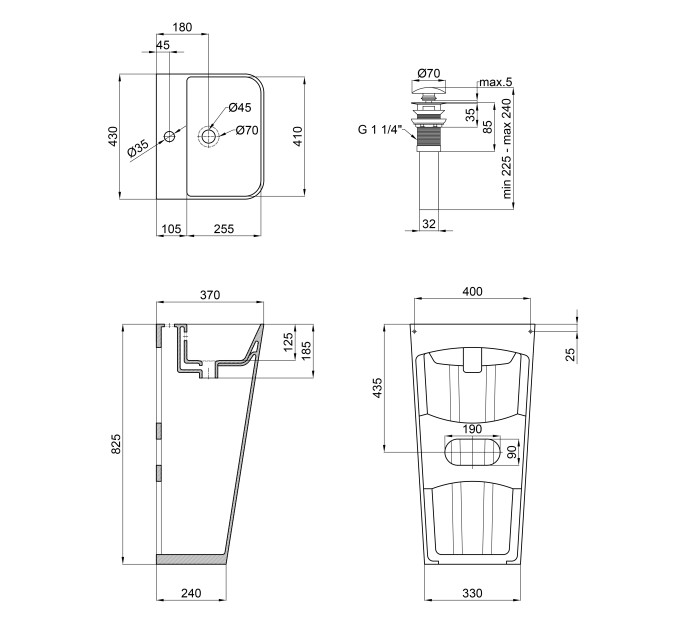 Раковина для підлоги моноблок Qtap Tern 440х380х830mm White з донним клапаном QT1711G302W