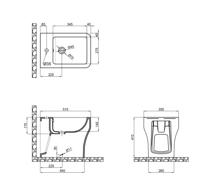 Біде підлогове Qtap Cardinal 520х360х405 White QT0444B660BW