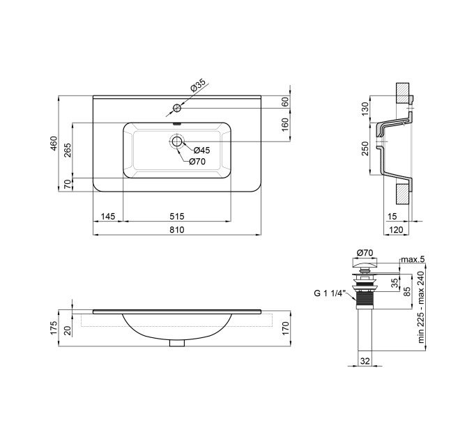 Раковина Qtap Albatross 9H 800х460х180 White з донним клапаном QT01119080HW