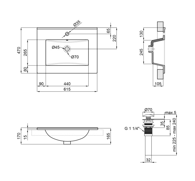 Раковина Qtap Albatross E 600х460х180 White з донним клапаном QT01119060EW