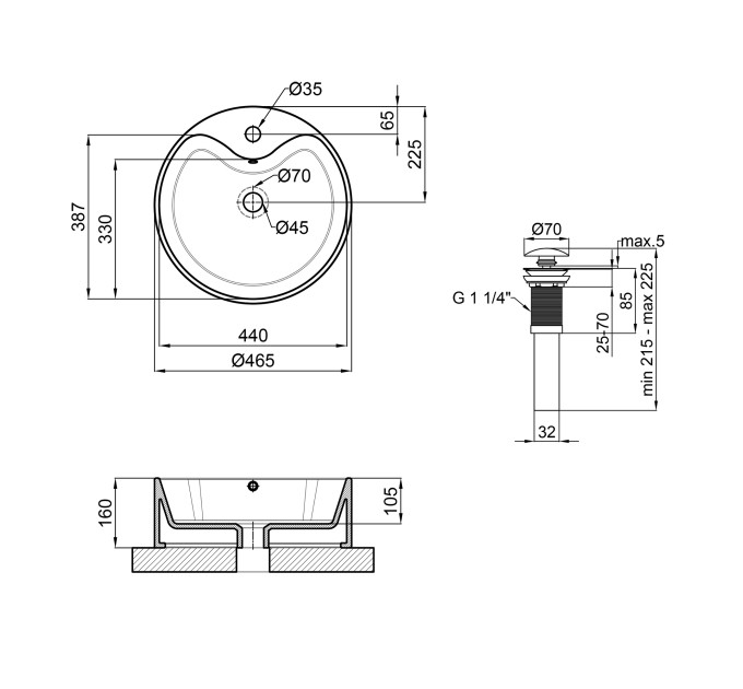 Раковина-чаша Qtap Scorpio 460х460х155 White з донним клапаном QT14117046LW