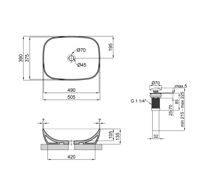 Раковина-чаша Qtap Cardinal 500х380х140 White з донним клапаном QT04117050TW