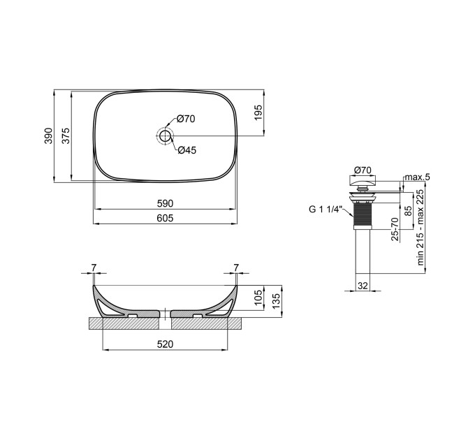 Раковина-чаша Qtap Cardinal 600х380х140 White з донним клапаном QT04117060TW