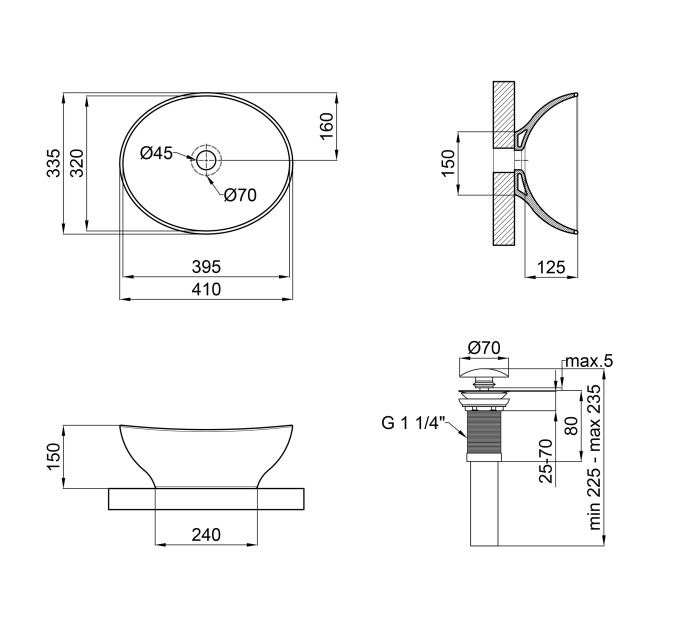 Раковина-чаша Qtap Dove 410x335x145 White з донним клапаном QT06113078W