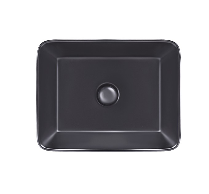 Раковина-чаша Qtap Tern 475х370х140 Matt black з донним клапаном QT172074MBMB