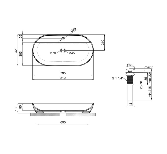 Раковина-чаша Qtap Scorpio 815х410х135 White з донним клапаном QT142203PW