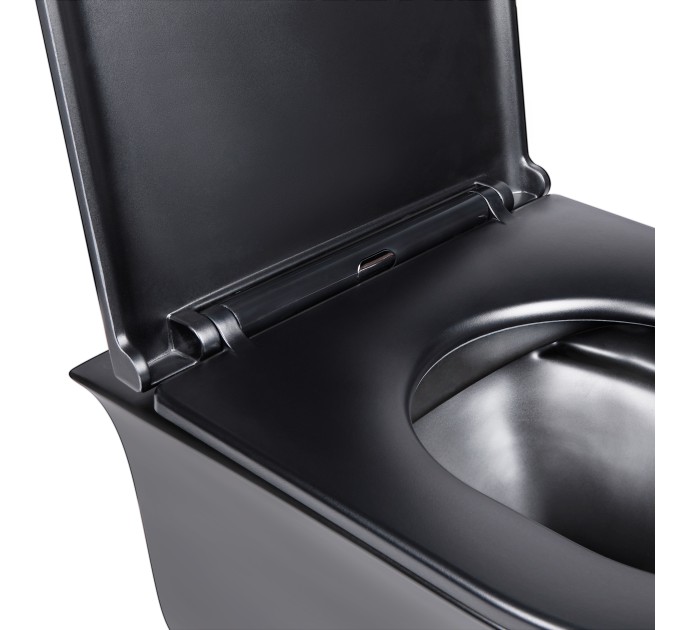 Унітаз підвісний Qtap Virgo безобідковий з сидінням Soft-close QT1833051ERMB